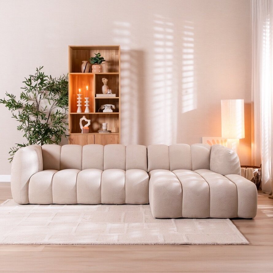 Ecksofa Luca Chenille beige rechts