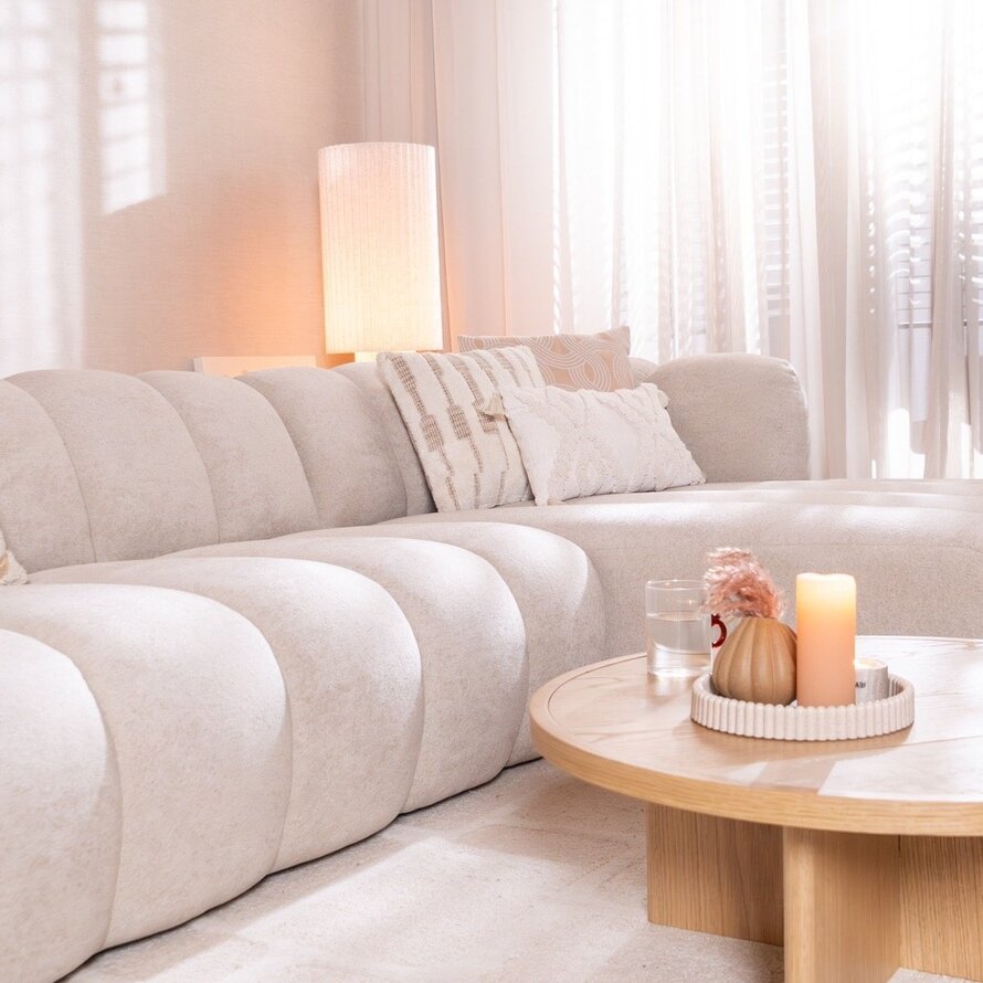 Ecksofa Luca Chenille beige rechts