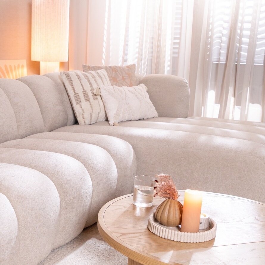 Ecksofa Luca Chenille beige rechts