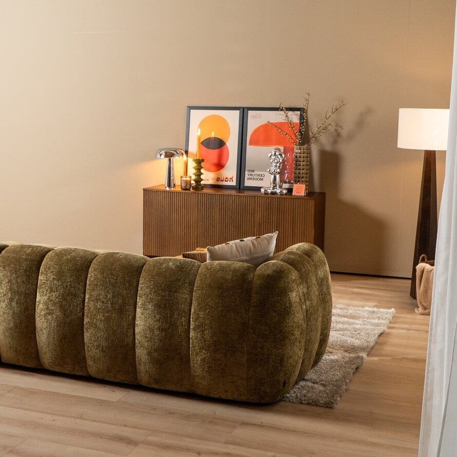 Ecksofa Luca Chenille olive grün rechts