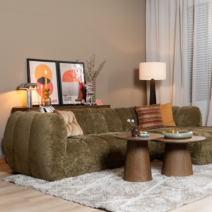 Ecksofa Luca Chenille olive grün rechts