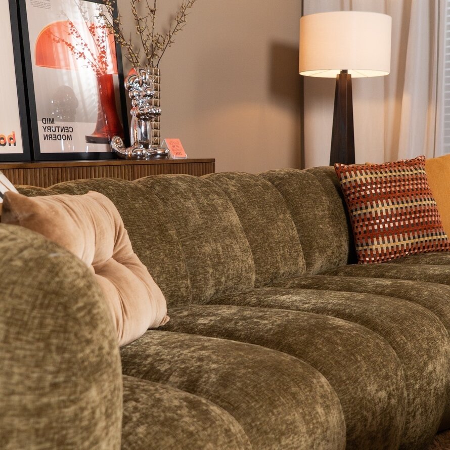 Ecksofa Luca Chenille olive grün rechts