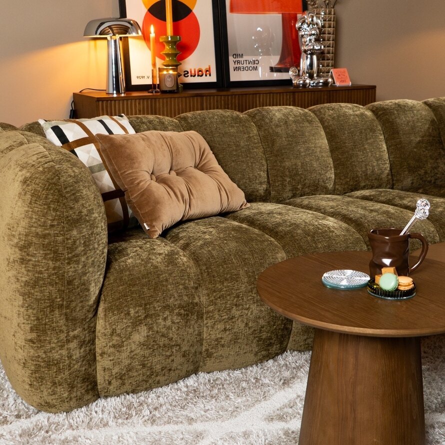 Ecksofa Luca Chenille olive grün rechts