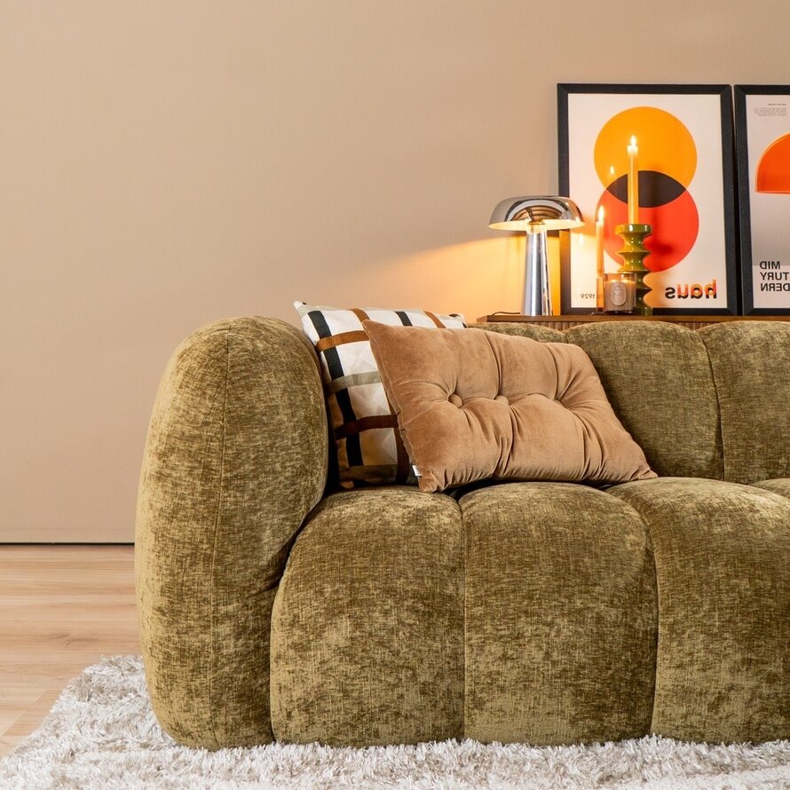 Ecksofa Luca Chenille olive grün rechts