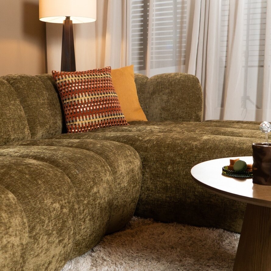 Ecksofa Luca Chenille olive grün rechts