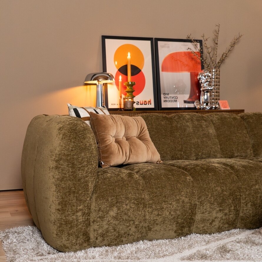 Ecksofa Luca Chenille olive grün rechts