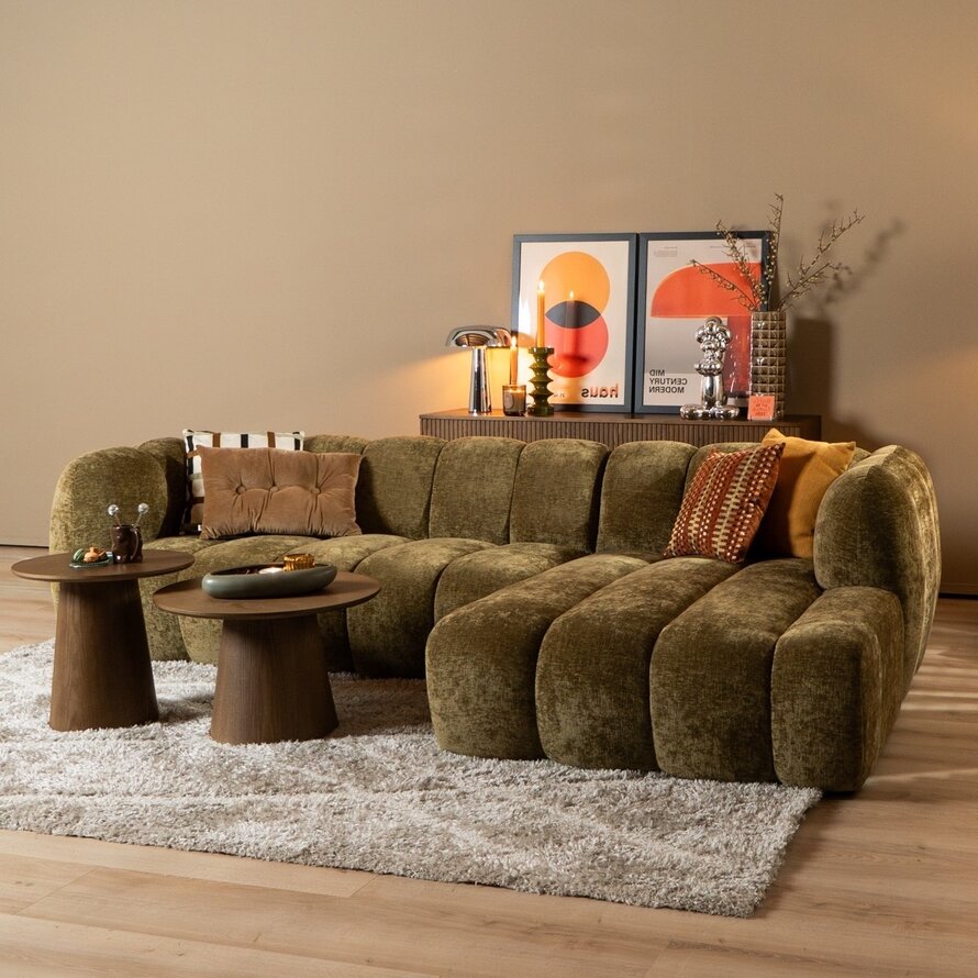 Ecksofa Luca Chenille olive grün rechts