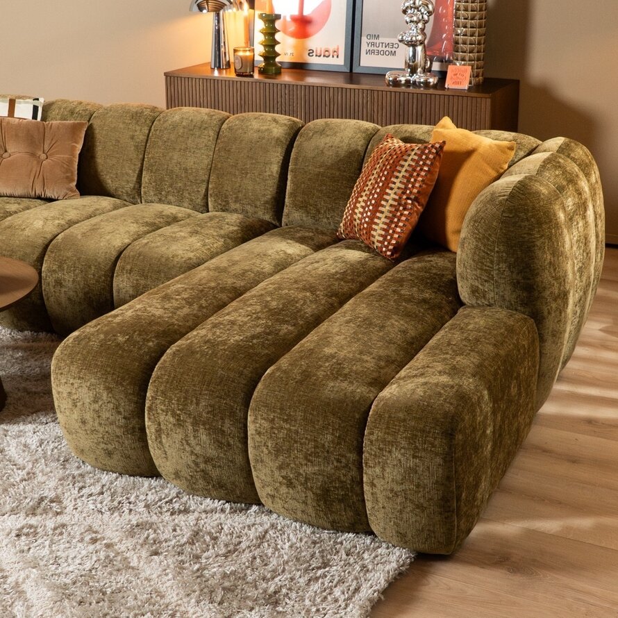 Ecksofa Luca Chenille olive grün rechts