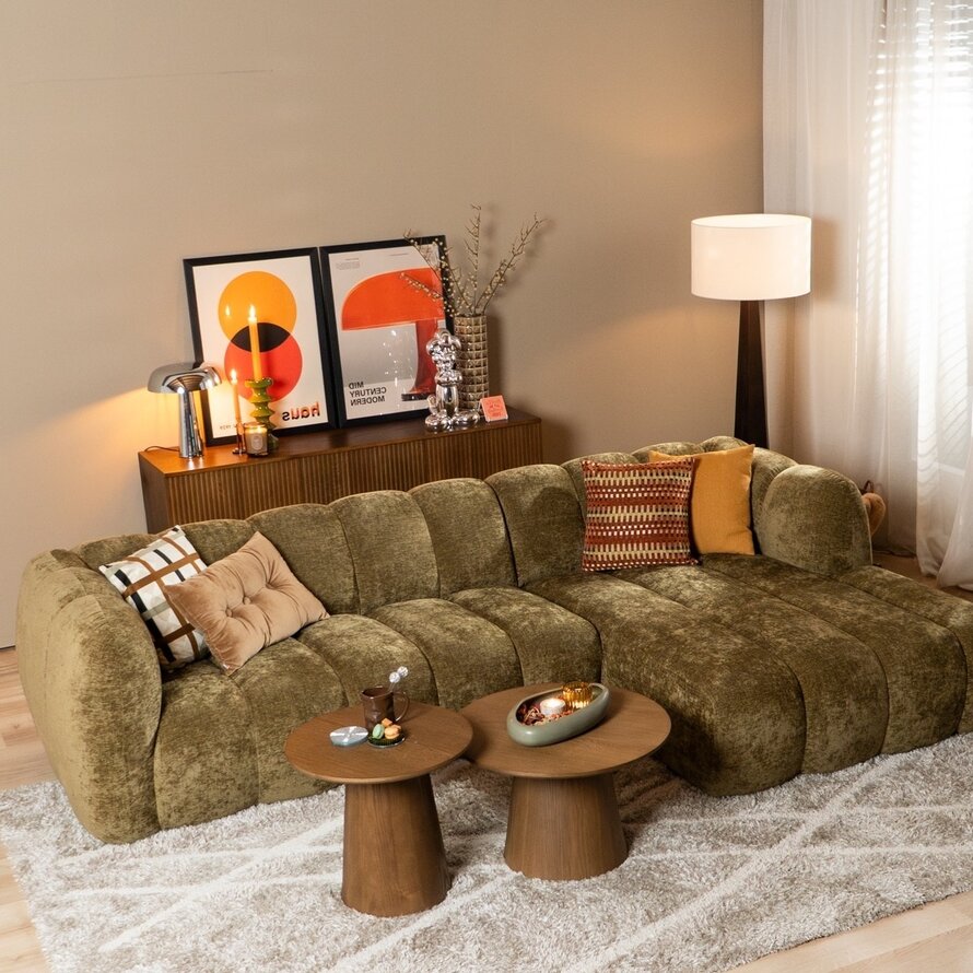 Ecksofa Luca Chenille olive grün rechts