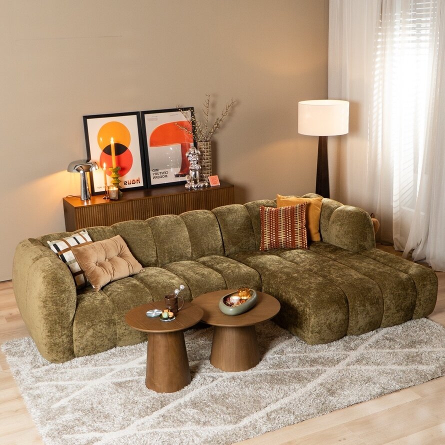 Ecksofa Luca Chenille olive grün rechts