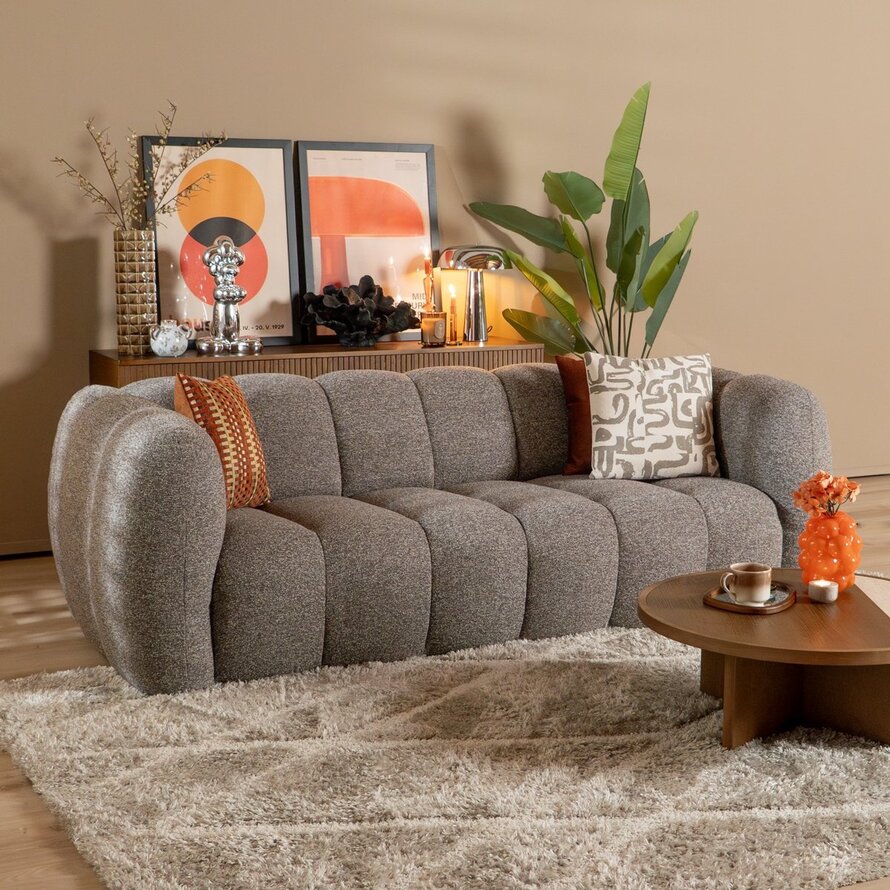 3-Sitzer-Sofa Luca Bouclé braun/grau