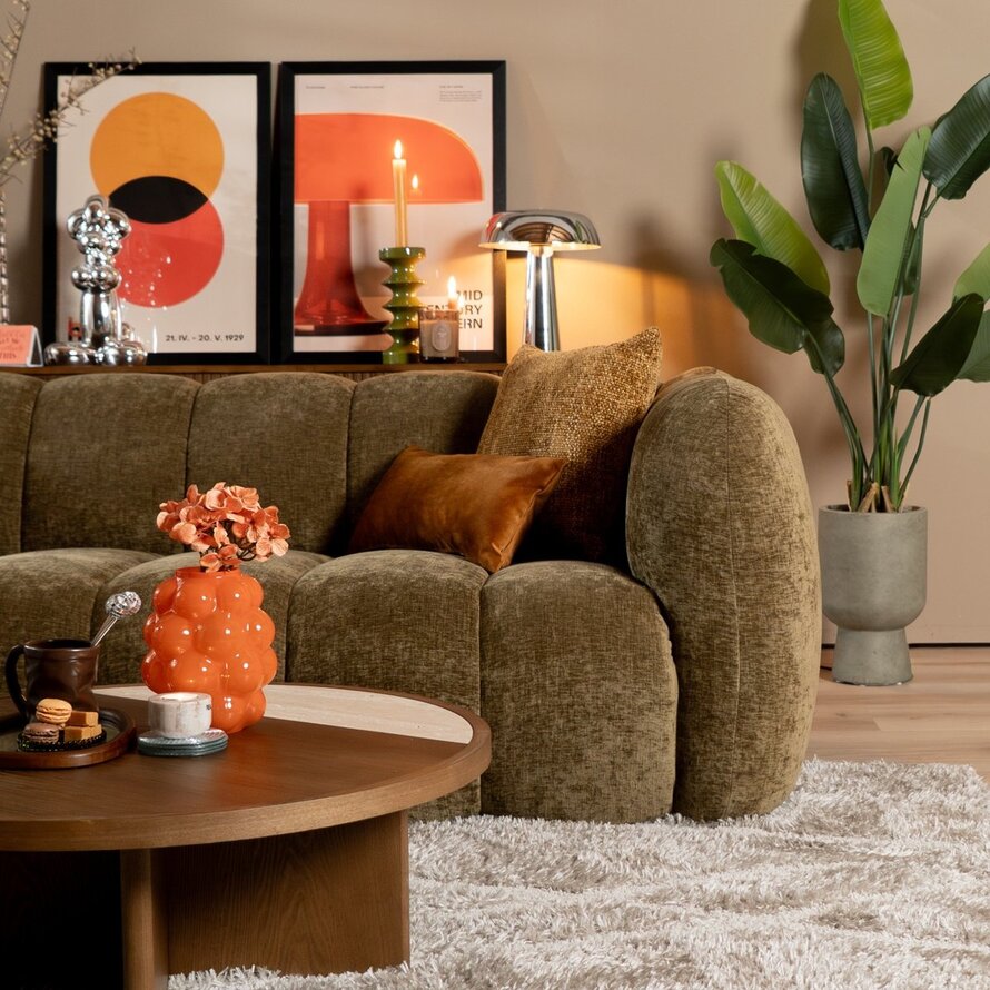 3-Sitzer-Sofa Luca chenille olive grün