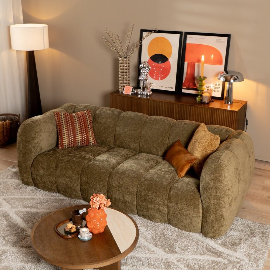 3-Sitzer-Sofa Luca chenille olive grün