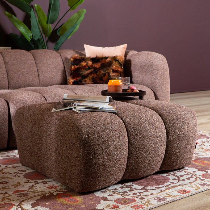 Hocker Luca Bouclé rot/rosa