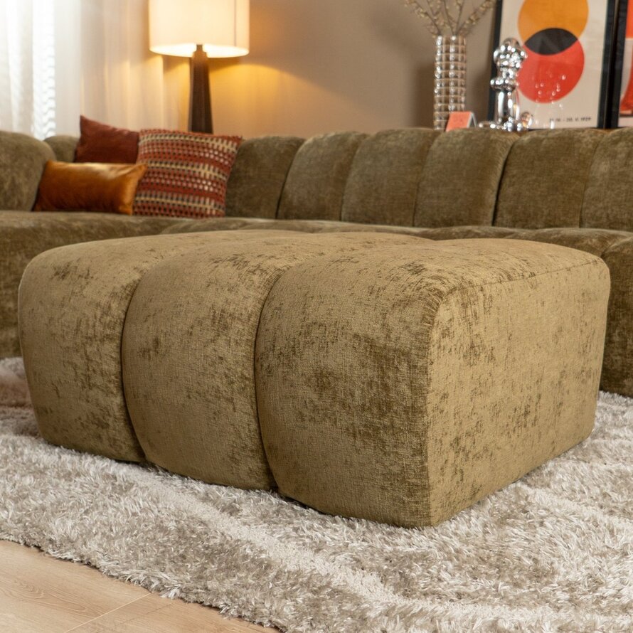 Hocker Luca Chenille olivgrün