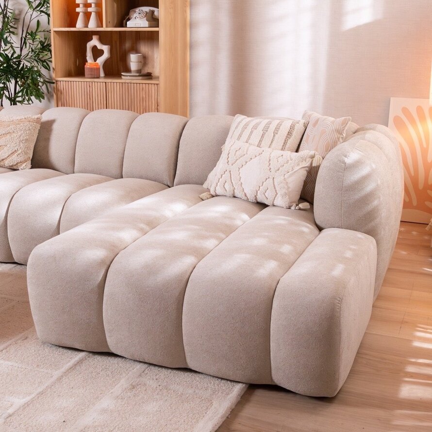 Ecksofa Luca Chenille beige rechts