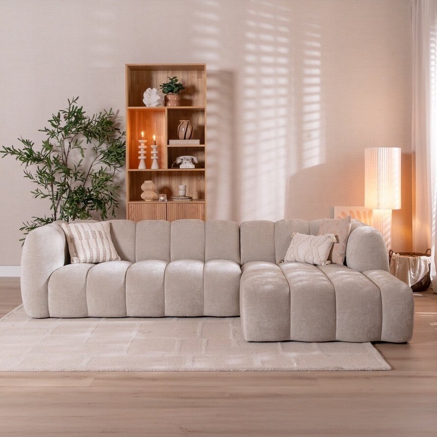 Ecksofa Luca Chenille sand rechts