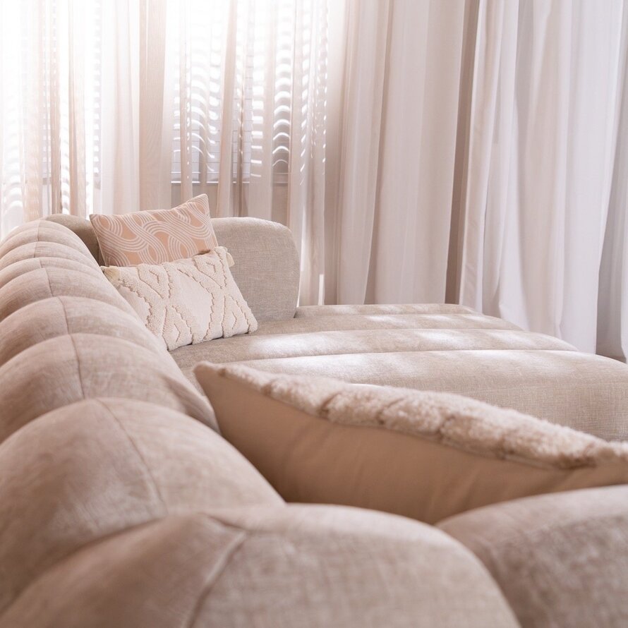 Ecksofa Luca Chenille sand rechts