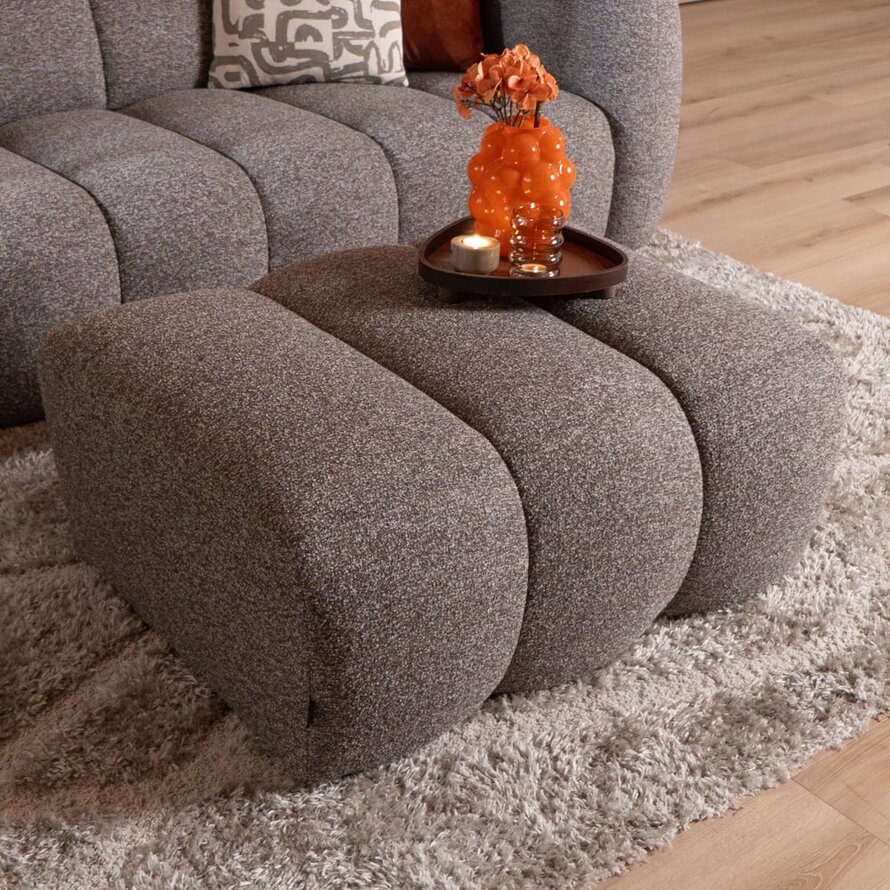 Hocker Luca Bouclé braun/grau