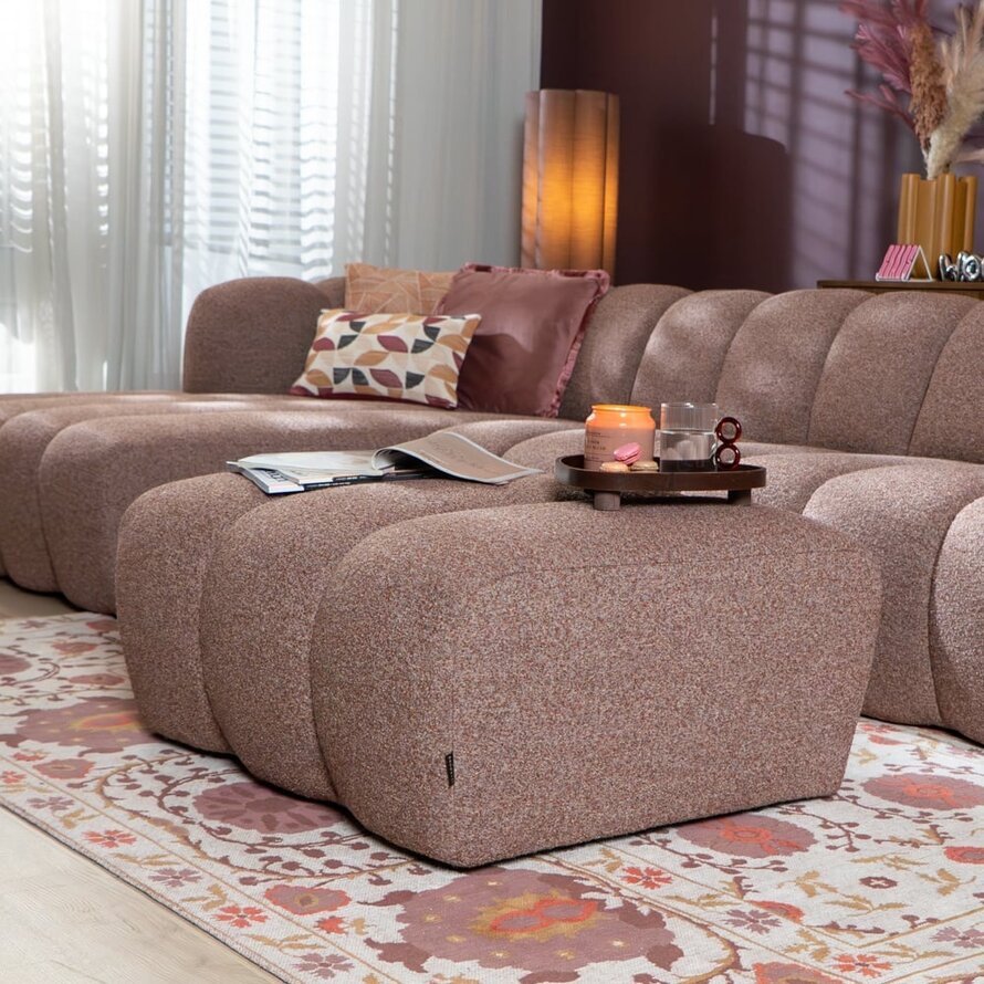 Hocker Luca Bouclé rot/rosa