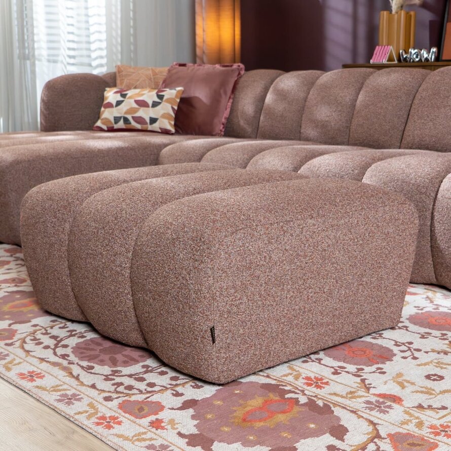 Hocker Luca Bouclé rot/rosa