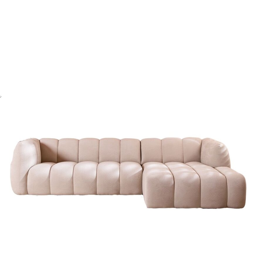 Ecksofa Luca Chenille beige rechts