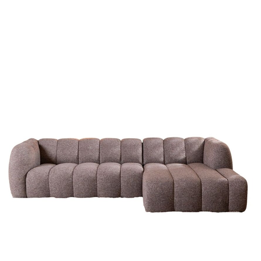 Ecksofa Luca Bouclé braun/grau links