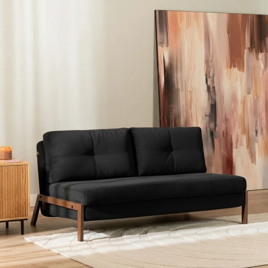 Schlafsofa 2-Sitzer Mikko Samt schwarz