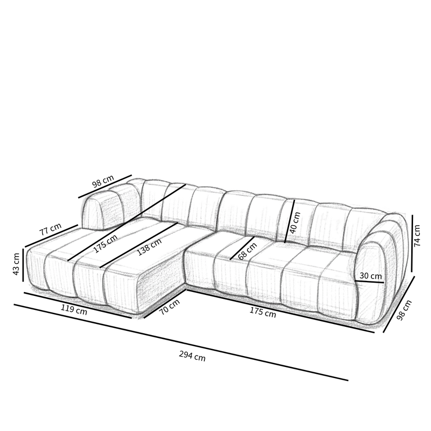 Ecksofa Luca Chenille braun links