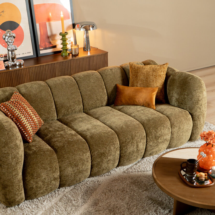 3-Sitzer-Sofa Luca chenille olive grün