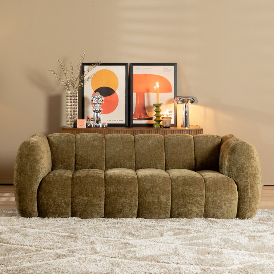 3-Sitzer-Sofa Luca chenille olive grün