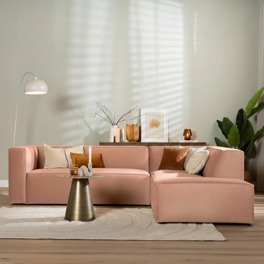 Ecksofa Memphis Samt rosa rechts