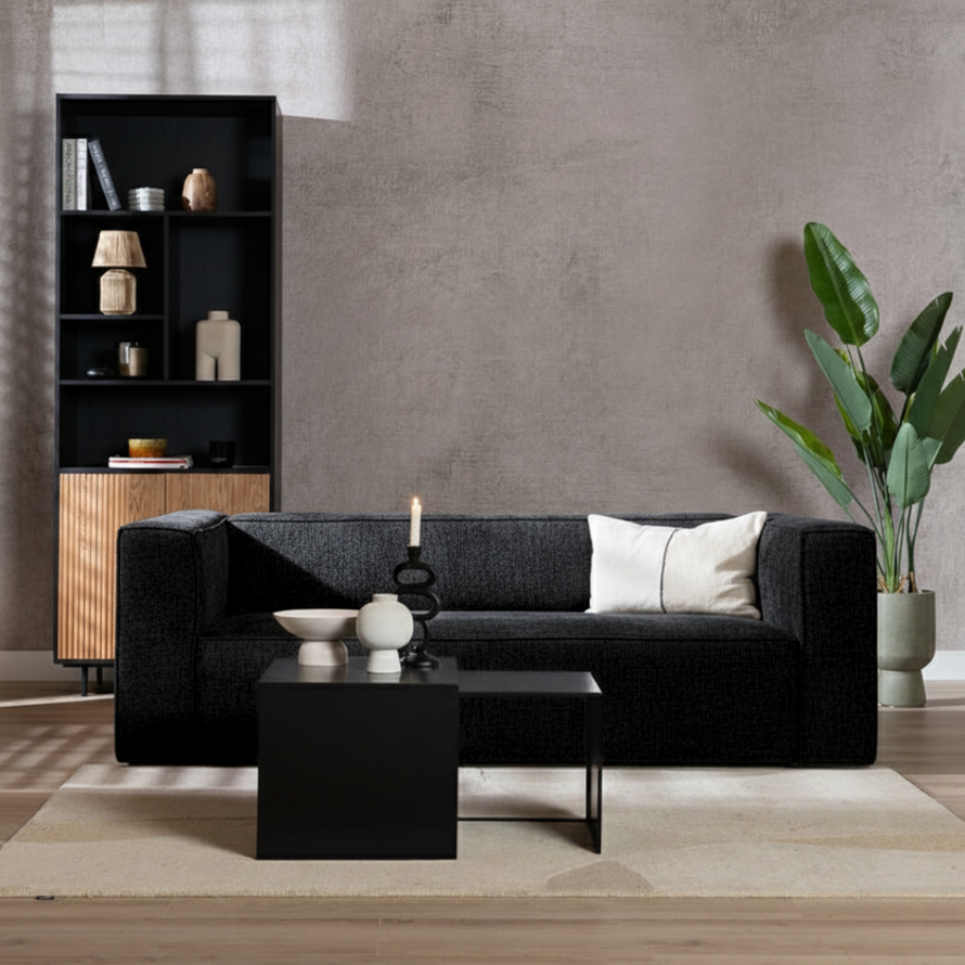 Chenille Sofa Memphis 3-Sitzer schwarz