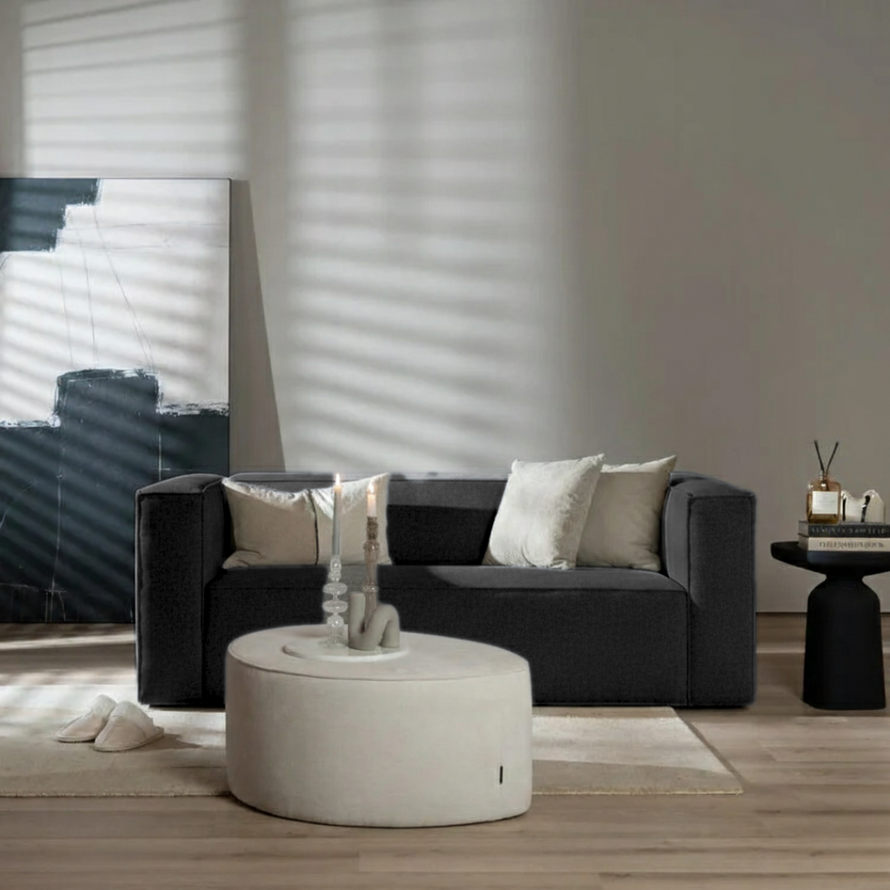 Design Sofa Memphis 2,5-Sitzer Stoff schwarz