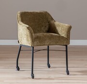 Bronx71 Stuhl mit Rollen Enzo Chenille Olivgrün