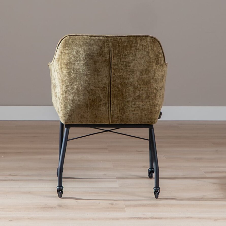 Stuhl mit Rollen Enzo Chenille Olivgrün