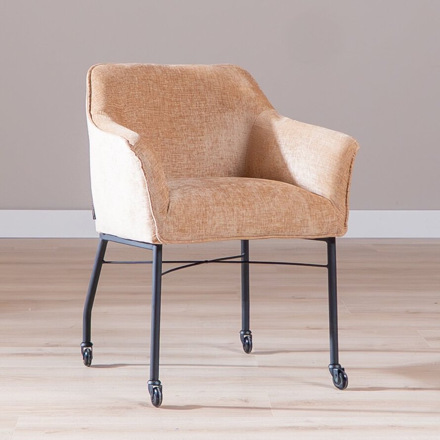 Stuhl mit Rollen Enzo Chenille Peach