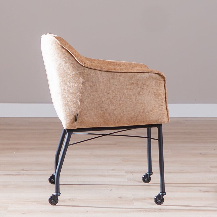 Stuhl mit Rollen Enzo Chenille Peach