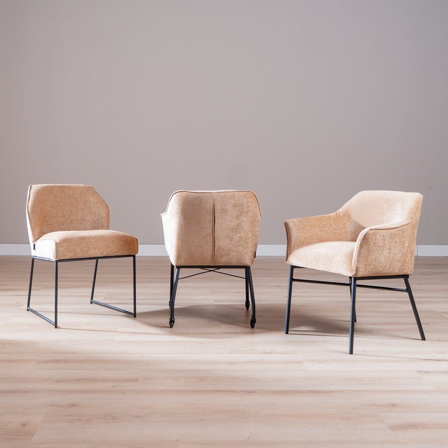 Stuhl mit Rollen Enzo Chenille Peach