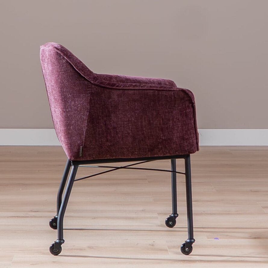 Stuhl mit Rollen Enzo Chenille Lila