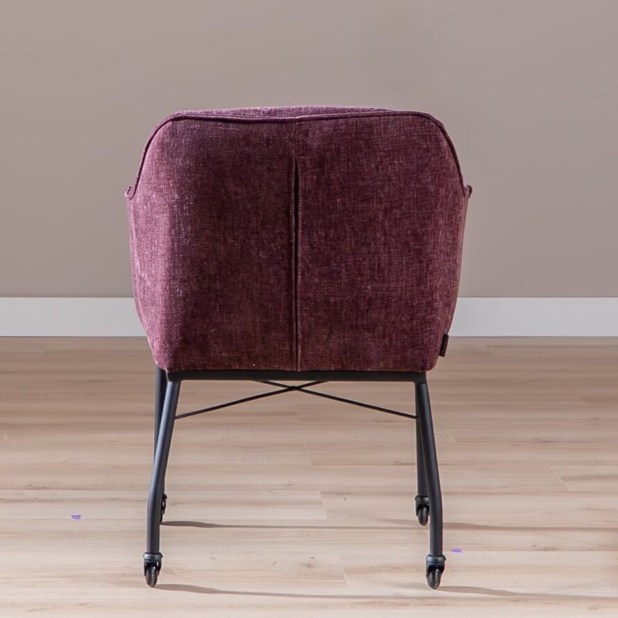 Stuhl mit Rollen Enzo Chenille Lila