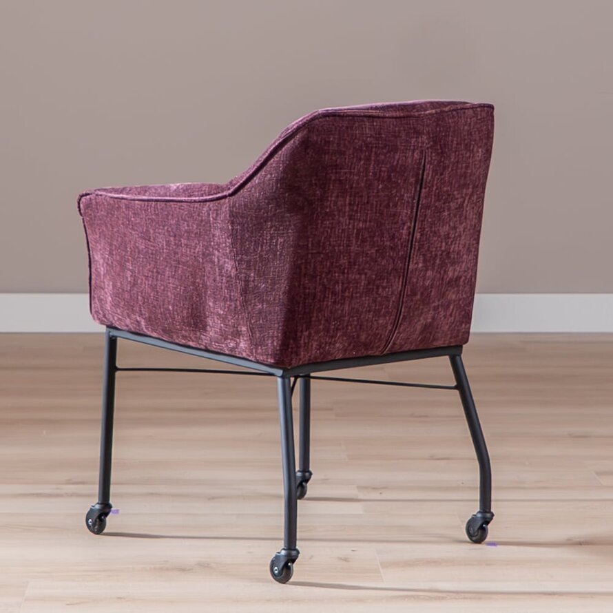 Stuhl mit Rollen Enzo Chenille Lila