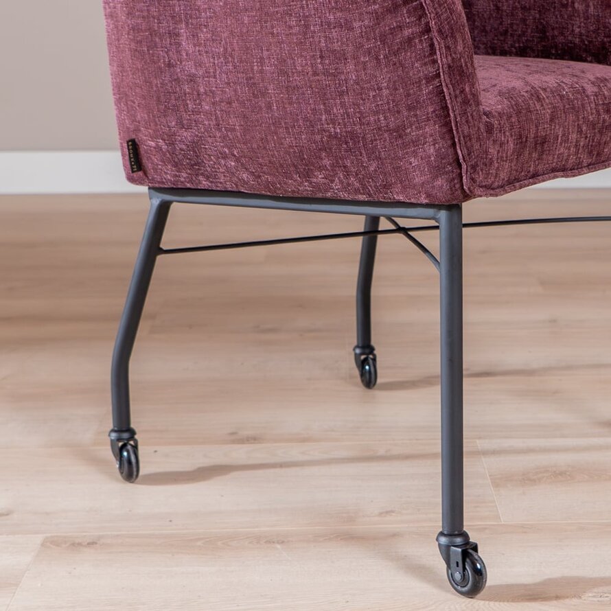 Stuhl mit Rollen Enzo Chenille Lila