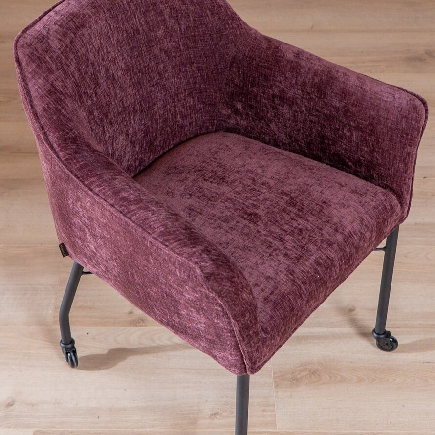 Stuhl mit Rollen Enzo Chenille Lila