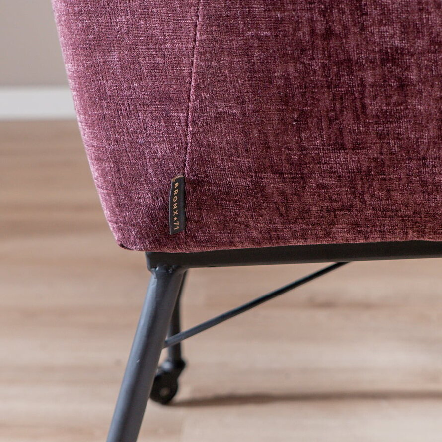 Stuhl mit Rollen Enzo Chenille Lila