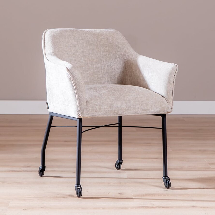 Stuhl mit Rollen Enzo Chenille Sand