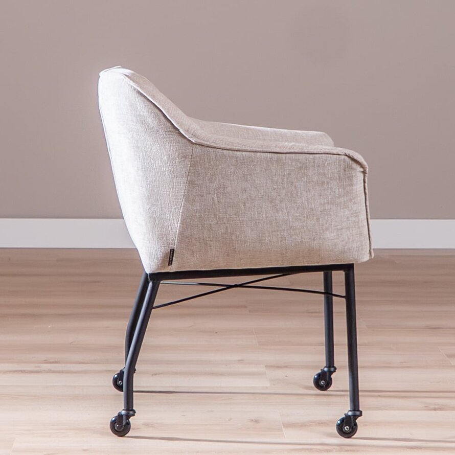 Stuhl mit Rollen Enzo Chenille Sand