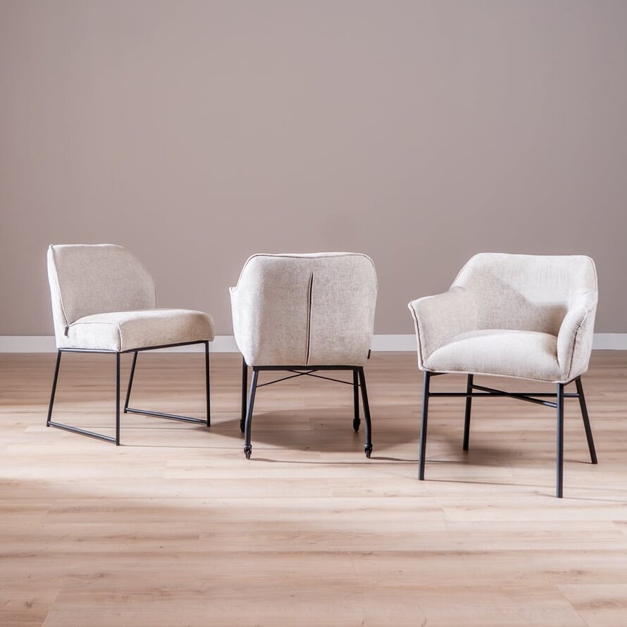 Stuhl mit Rollen Enzo Chenille Sand