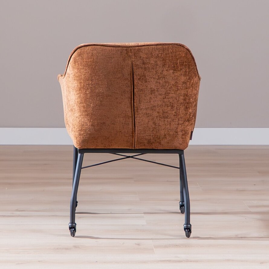 Stuhl mit Rollen Enzo Chenille Kupfer