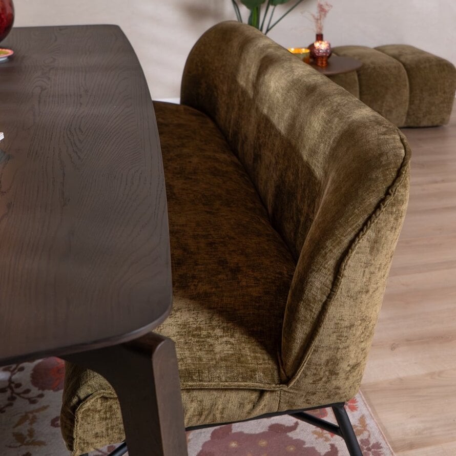 Esszimmerbank Momo Chenille Olivgrün 220 cm